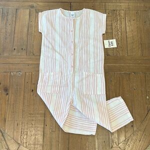 Open edit pink stripe cropped romper NWT